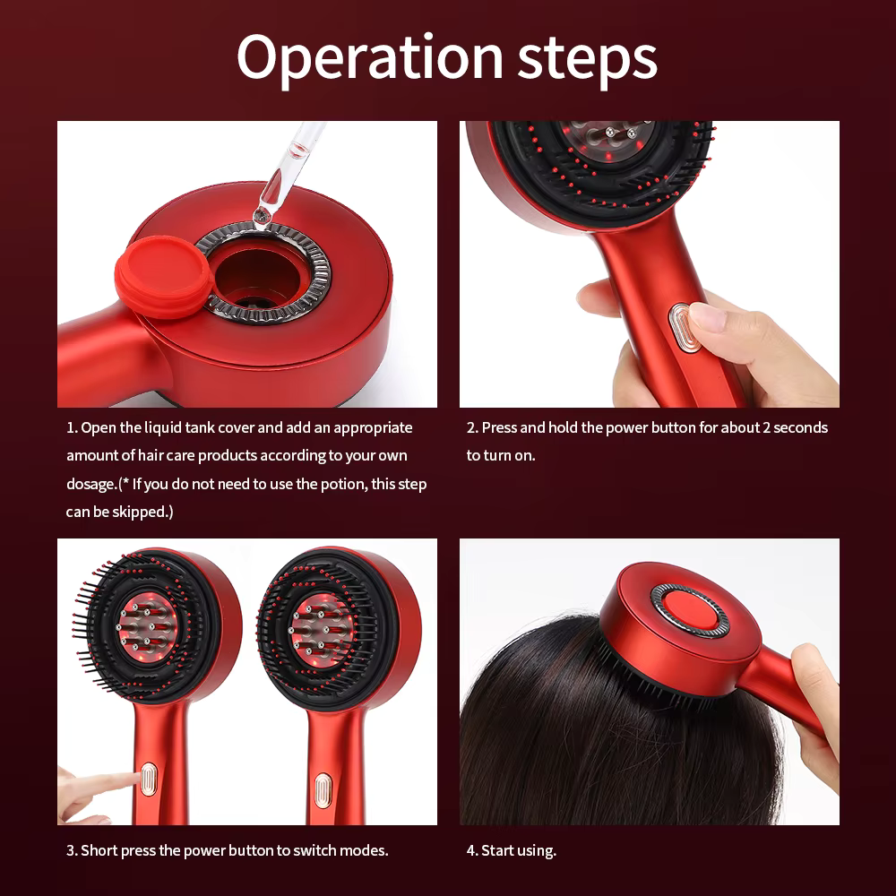 Red Light Hair Massaging Brush