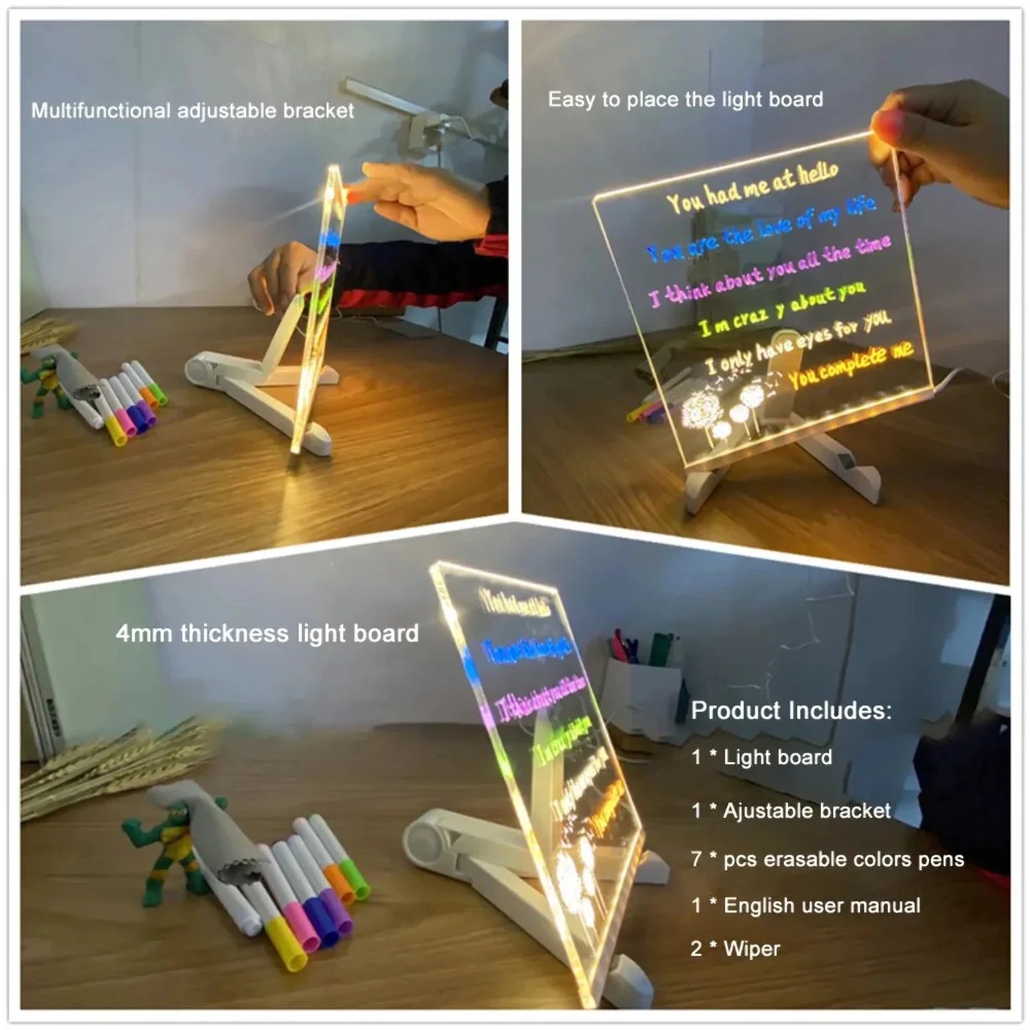 Erasable Acrylic LED Message Board